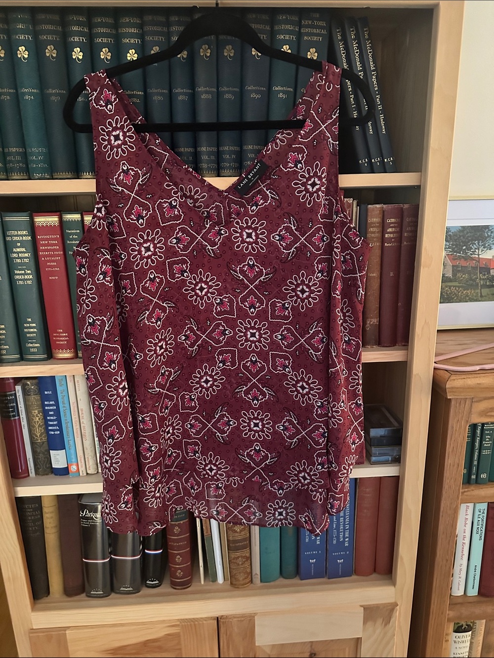 Lane Bryant Burgundy Floral V-Neck Camisole
